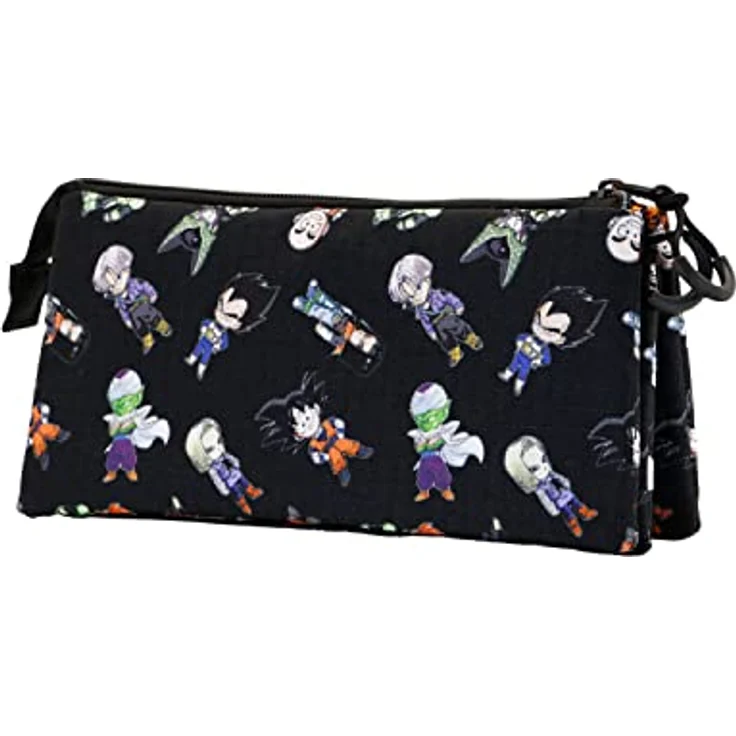 KARACTERMANIA Dragon Ball SD-Dreifach HS Federmäppchen, flach, Schwarz, 3 Fächer mit Reißverschluss, Innenfutter, 11 x 23 x 7 cm – Bild 4