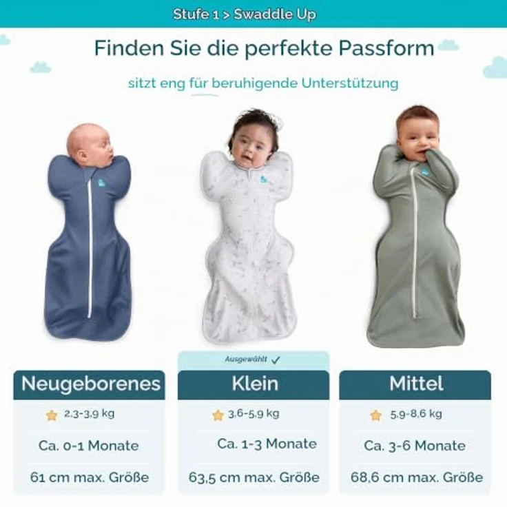 Love To Dream™ Swaddle UP™ Größe S 3,5–6 kg – Pebbles Rose | Kuschelig weich, 2,5 Tog für Winter/Herbst 16–20 °C, waschbare Baumwolle & Doppelreißverschluss – Bild 3