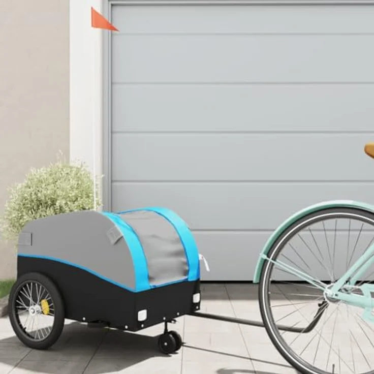 vidaXL Fahrradkinderanhänger, Eisen, 30 kg maximale Belastbarkeit, Schwarz und Blau – Bild 2