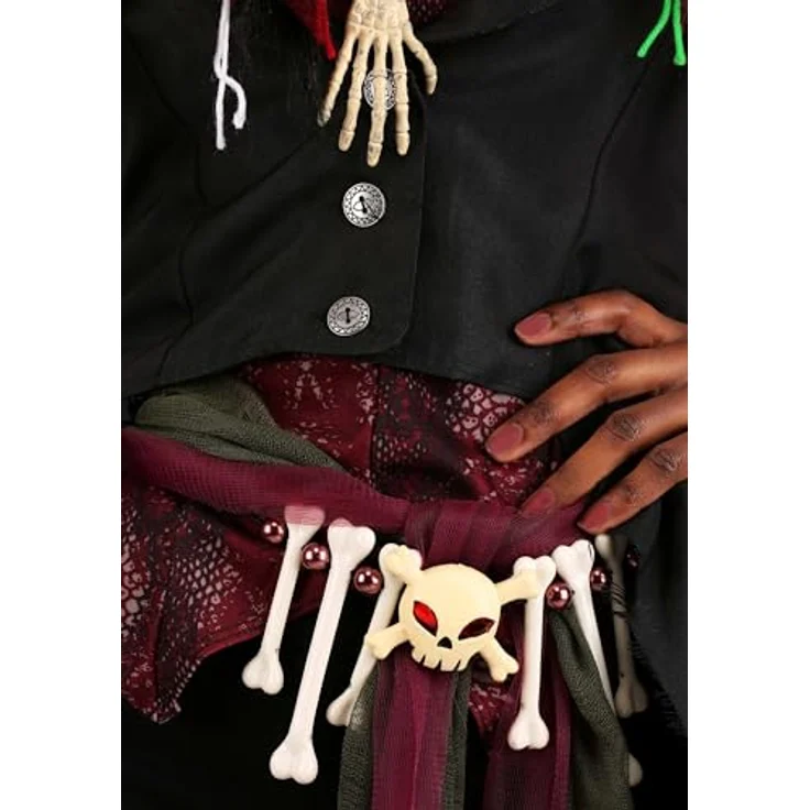 Metamorph Voodoo Mistress Kostüm (M), mystisches Kostüm mit frackähnlichem Mantel, roter Weste und Zylinderhut, inklusive Accessoires – Bild 4