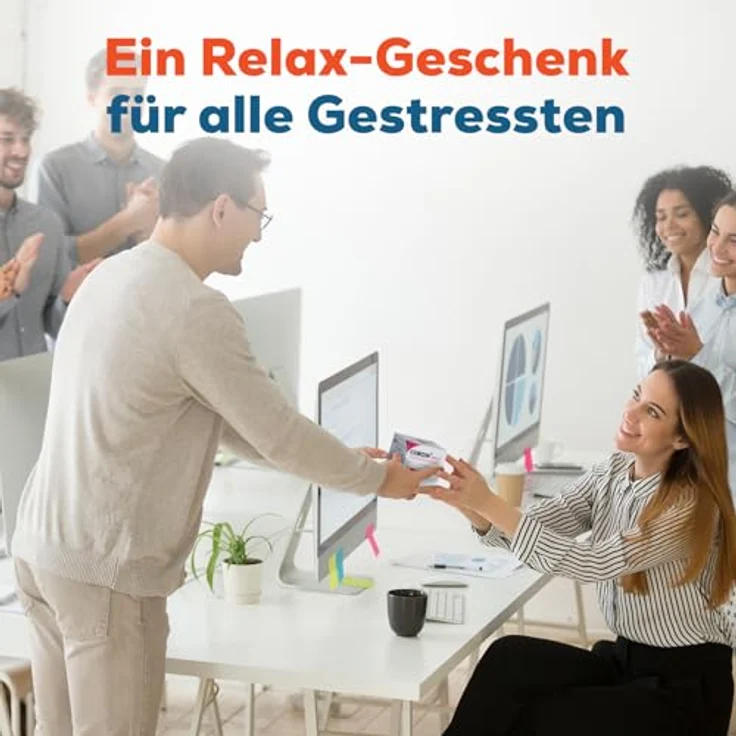 GLÜCKSGUT® Anti-Stress-Würfel Cubizin, 2er Pack mit 6 lustigen Motiven, inkl. Geschenkbox und Anleitung für Stressabbau im Büro – Bild 5