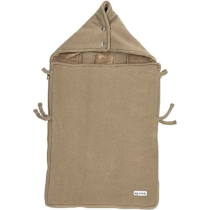 Meyco Baby Knit Basic Fußsack für den Autositz (bequem und warm, kompatibel mit Autositz der Gruppe 0, maschinenwaschbar, aus 100% Baumwolle, Größe: 40 x 82 cm), Taupe