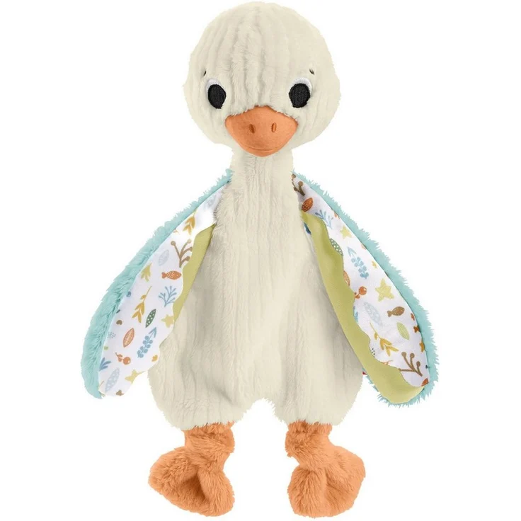 Fisher-Price® Schnuffeltuch Schmusegans, Plüsch-Spielzeug mit Stoffflügeln und Klingelgeräusch – Bild 1
