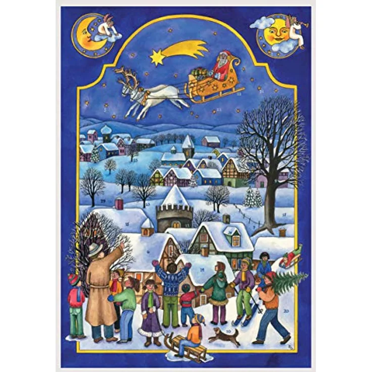 Richard Sellmer Verlag Adventskalender/Weihnachtskalender Nikolaus kommt, nostalgisch mit Glitzer, A4 Format, Made in Germany