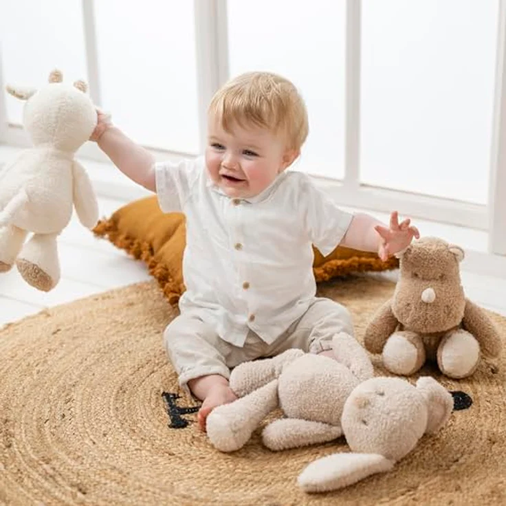 Nattou Kuscheltier Hase Teddy, Wegbegleiter ab der Geburt, 34 cm, Polyester, Kuschelig und vegan, Beige – Bild 5