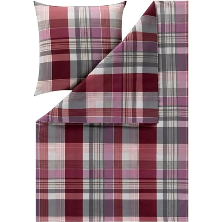 ESTELLA Kuschelflanell Bettwäsche Ambros, 100% Baumwolle, aubergine, pflegeleicht und trocknerfest