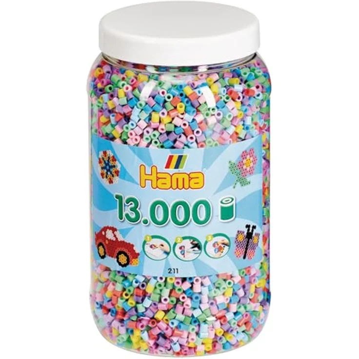 Hama Perlen Bügelperlen HAMA 13.000 Bügelperlen Midi - Pastell Mix, große Vorratsdose – Bild 2