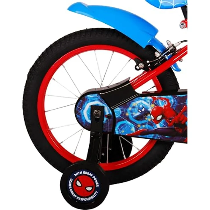 Volare Kinderfahrrad Ultimate Spider-Man Jungen 16 Zoll Kinderrad in Blau/Rot, Luftbereifung und höhenverstellbar – Bild 3