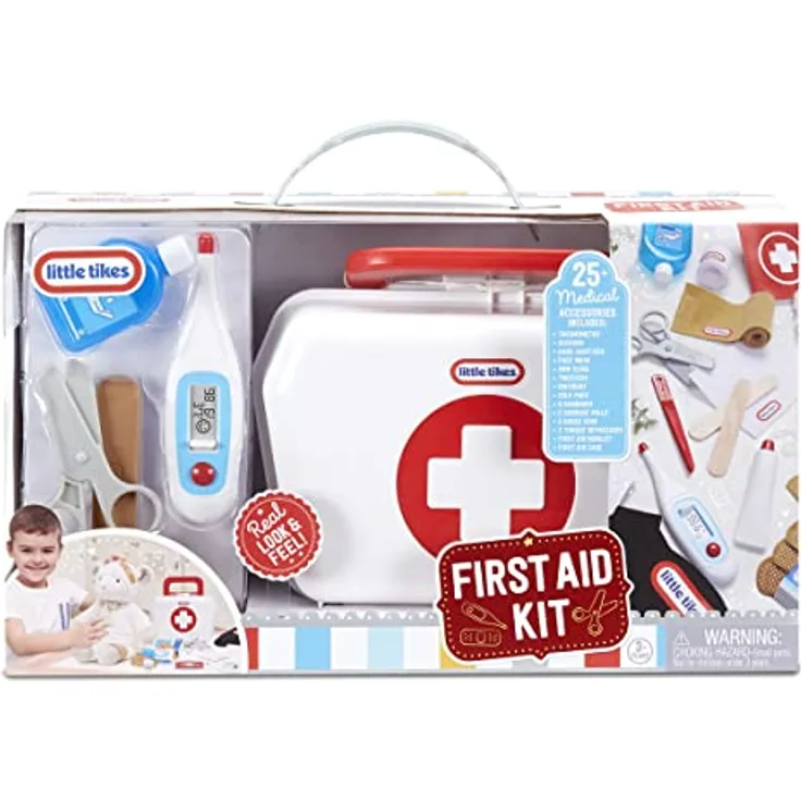 little tikes Erste-Hilfe-Kasten- Realistisches Rollenspielset für Ärzte - ab 3 Jahren Spielen & Lernen Interaktives Spielzeug Kinder Enthält Maske, Schlinge, Broschüre, Zubehör und mehr, 656156