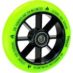 Chilli Pro Scooter Stuntscooter Chilli Pro Stunt-Scooter Spoked Base Rolle 110mm Schwarz/PU Grün, mit CNC gefrästem Core und Abec 9 Kugellagern