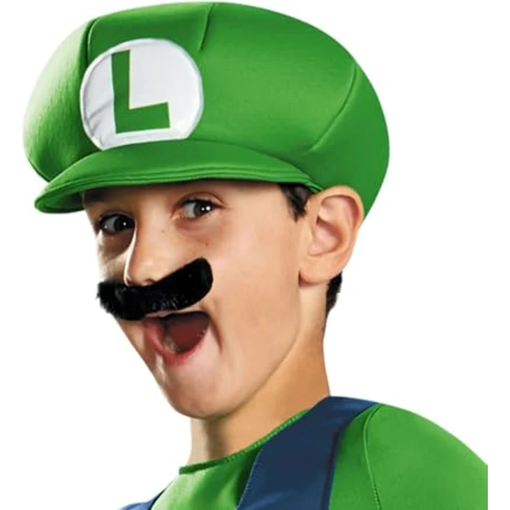 NoName Luigi Kinderkostüm, offiziell lizenziertes Super Mario Outfit mit grüner Mütze und Schnauz, blau/grün – Bild 2
