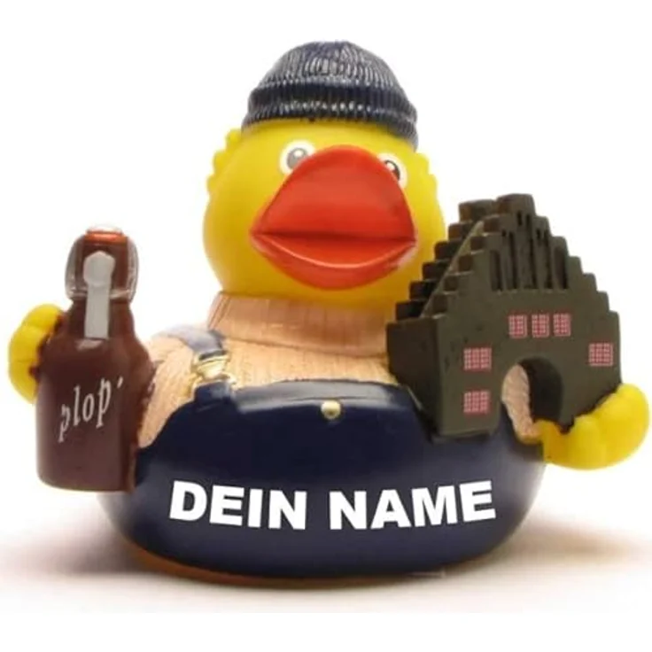 Duckshop Badeente - personalisierbar (Flensburg Ente) mit Wunschtext bis 10 Zeichen, Material Vinyl, Maße 8x7x7,5 cm – Bild 1