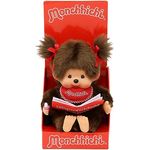 Sekiguchi 221561 - Original Monchhichi Mädchen, Plüschtier mit Fotoalbum und Schleifen, ca. 20 cm großes Kuscheltier aus braunem Plüsch