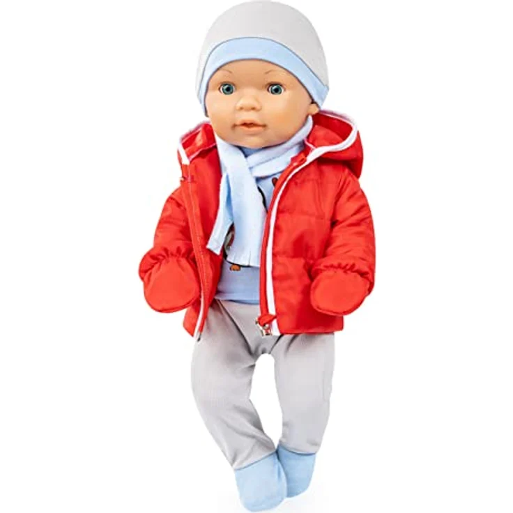 Bayer Puppenkleidung Pullover/Hose 38-42 cm (Set, 7-tlg), Pinguinmotiv, fröhlich bunt – Bild 2