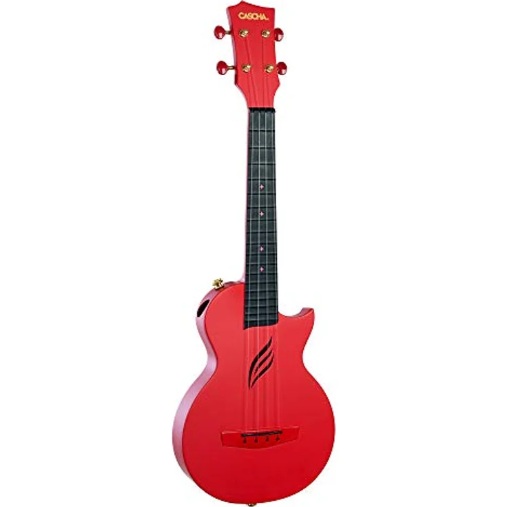 CASCHA Ukulele Carbon Fibre Red Set, Concert Ukulele mit hochwertigem Carbon-Korpus und warmem Klang – Bild 2