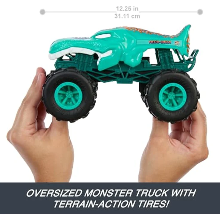 Hot Wheels Mega-Wrex, RC Ferngesteuertes Monster Truck Spielzeug im Maßstab 1:24 mit All-Terrain-Reifen und Wheelie-Funktion – Bild 3