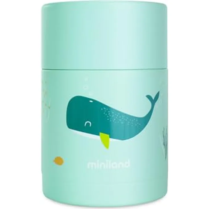 Miniland Food Thermy Whaley, Babynahrungsbehälter, 600 ml, doppelte Stahlwand, 100 % BPA-frei, leicht zu reinigen