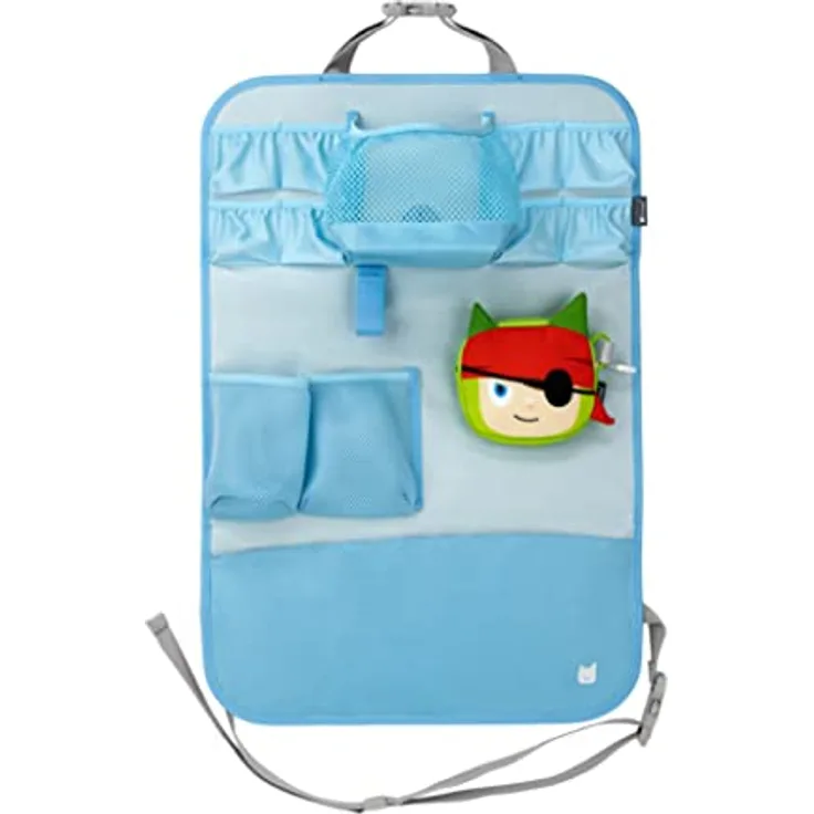 Tonies Auto Organizer - hellblau mit Mini Tasche Pirat, für 8 Tonies, Maße 40,2 x 50,1 cm ausgeklappt