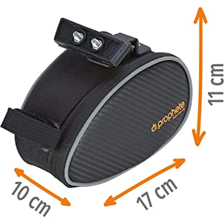 Prophete Fahrradtasche, Sattelpacktasche, 1,6 Liter Volumen, Montage unter dem Sattel, wasserabweisend, Breite 17 x Höhe 11 x Tiefe 10 cm, schwarz – Bild 3