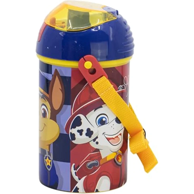 Stor Wiederverwendbare Flasche Robot Pop Up mit Strohhalm, 450 ml, BPA-frei, PAW PATROL BOY RESCUE PUPS – Bild 2