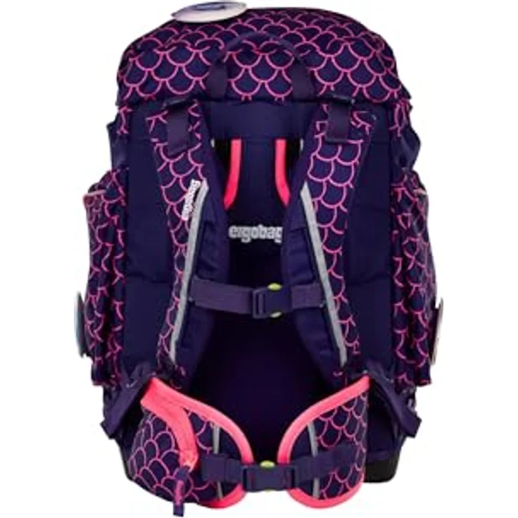 ergobag Maxi Set 6-teilig, ergonomischer Schulrucksack mit höhenverstellbarem Tragesystem, lila PerlentauchBär für große Kinder ab 1. Klasse – Bild 4