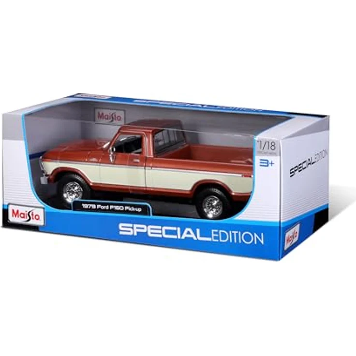 Maisto Ford F150 Pick-Up (1979), Modellauto 1:18 mit beweglichen Türen, Motorhaube und Heckklappe, braun, Sammler-Edition – Bild 7