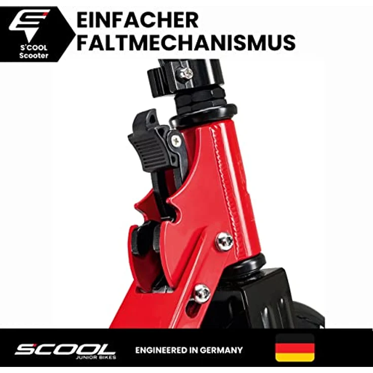 S'COOL Flax 8.5 Kinderroller in Rot - Klappbar und höhenverstellbar mit Hinterradbremse | Lenkerhöhe: 102 cm – Bild 4