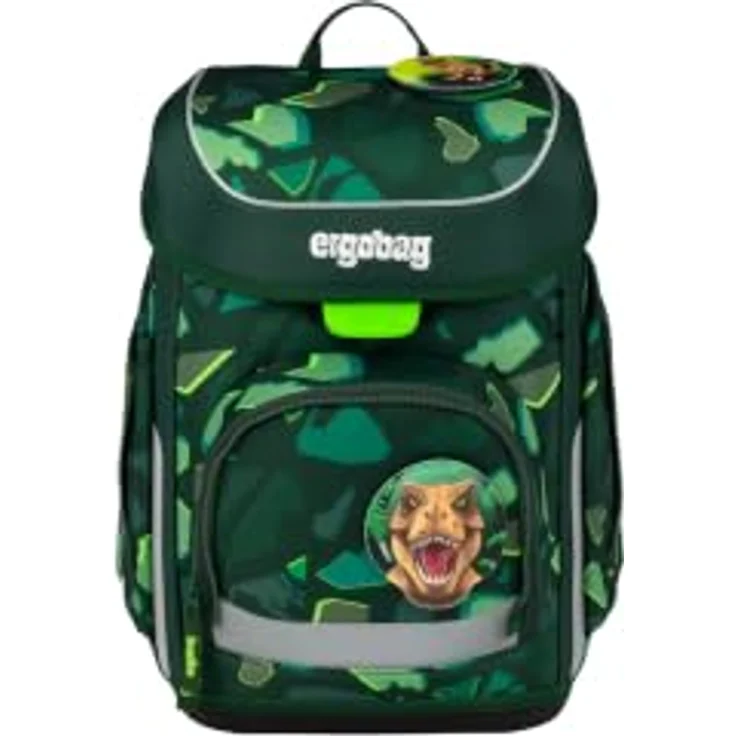ergobag cubo Schulranzen-Set DinosauriBär, 21 Liter Volumen, verstellbare Rückenhöhe, inklusive gefülltem Federmäppchen und Sportbeutel – Bild 2