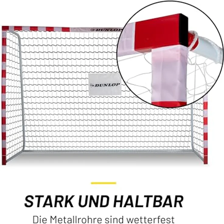 Dunlop Fußballtor 300 x 200 x 110 cm, Metall Fußball Tor für Garten und Innen, Weiß/Rot, geeignet für Kinder und Erwachsene, einfache Montage – Bild 4