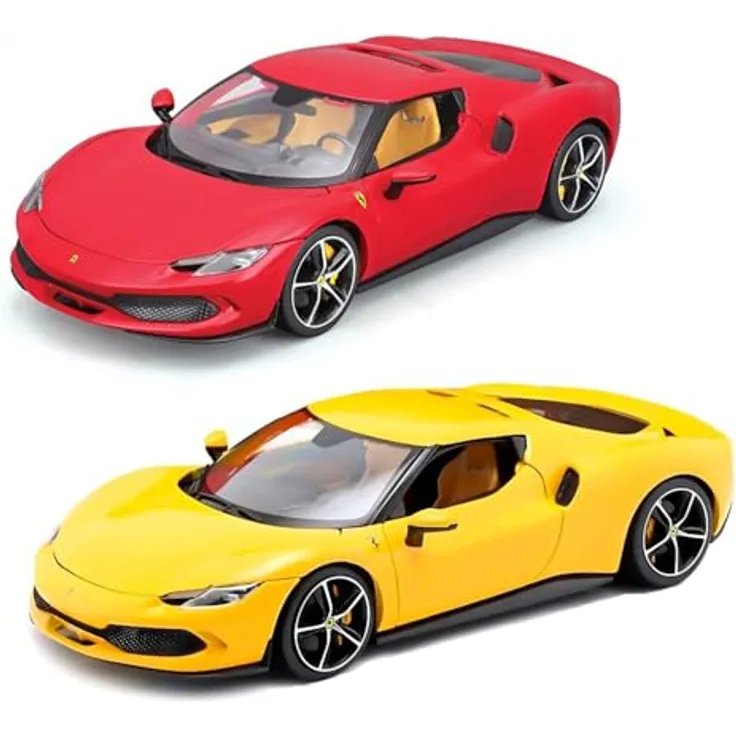 BBURAGO Ferrari 296 GTB R&P, Realistisches Automodell im Maßstab 1:18 mit öffnenden Türen und lenkbaren Rädern, offizielle Ferrari-Lizenz, empfohlen ab 3 Jahren