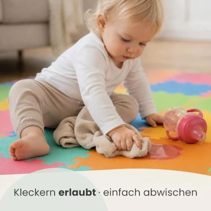 LittleTom Puzzlematte, 18-teilige Baby Spielmatte, 30 x 30 cm, beidseitig verwendbar, wasserfest und antiallergen – Bild 6