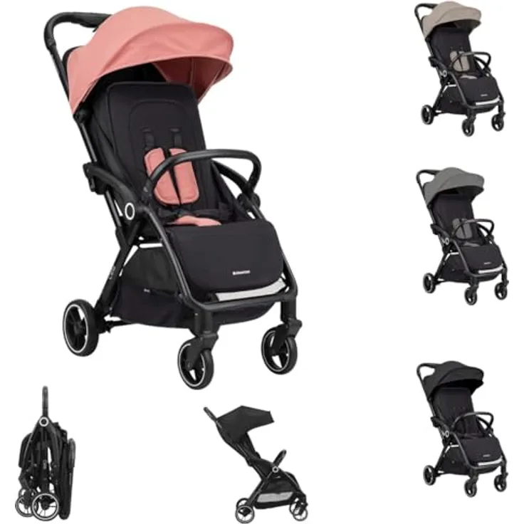 Kikkaboo Kinderwagen Buggy Ciela 22 kg faltbar 360-Grad-Drehung Vorderräder Gurt, Farben:rosa