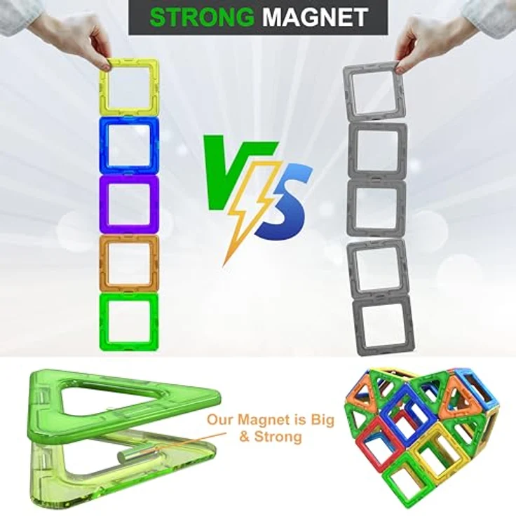 Desire Deluxe Magnetische Bausteine 94PC Konstruktion Bauen Blöcke Set Montessori Spielzeug Teilen für Kinder ab 2 3 4 5 6 7 8 Alter Jahren, Lernspielzeug für Mädchen Jungen Pädagogisches Geschenk – Bild 3