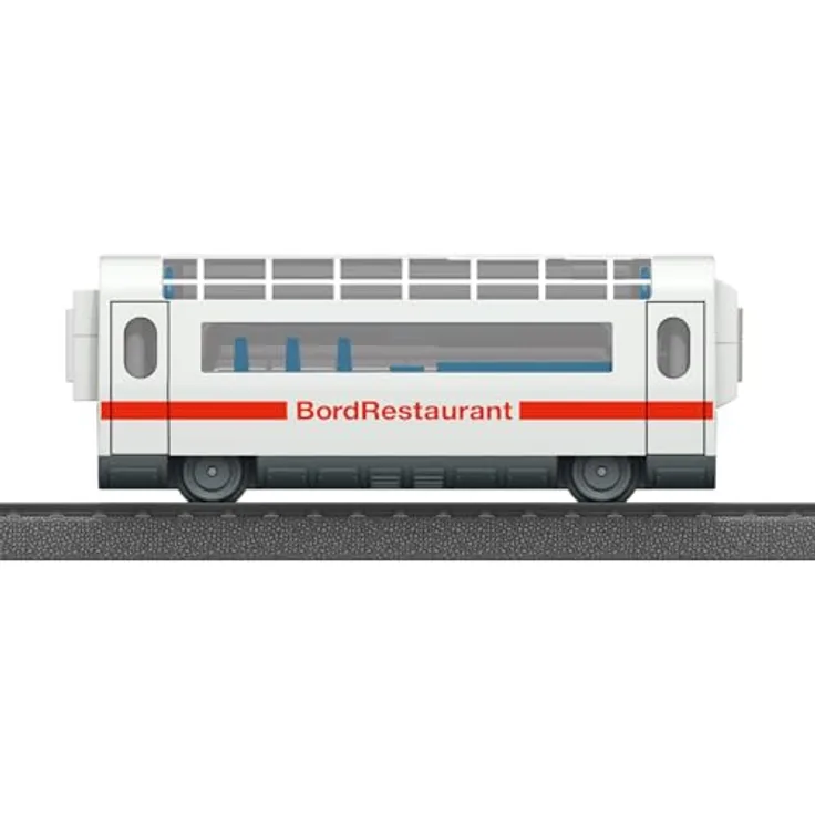 Märklin Spielzeug-Eisenbahn H0 ICE Bord Restaurant 44124, Speisewagen mit abnehmbarem transparentem Dach und Inneneinrichtung, 11,2 cm lang
