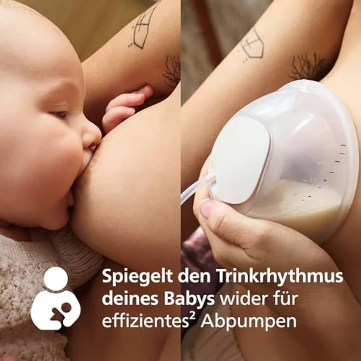 Philips Avent SCF531/11, Hands-free elektronische Einzelmilchpumpe mit Krankenhausqualitäts-Motor, bis zu 85 Pumpbewegungen/Minute, transparente Auffangschale – Bild 2