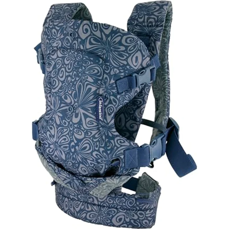 Infantino BKids Babytrage Flip Advanced - Navy Floral, 4-in-1 Trage ab Geburt (3,6 - 14,5 kg), ergonomisch und pflegeleicht – Bild 11