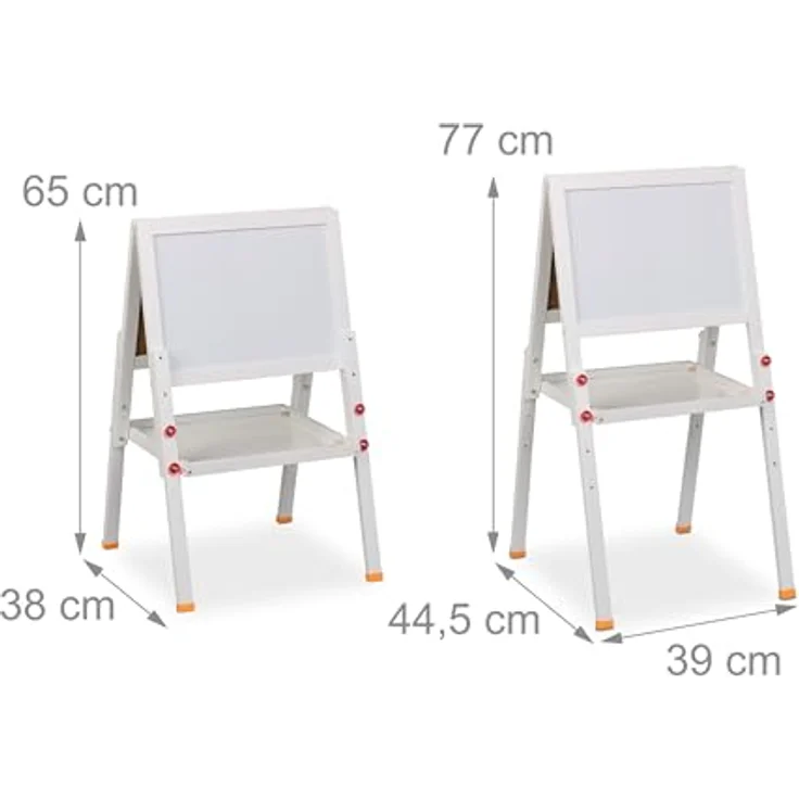 Relaxdays Kinderstandtafel, 2-seitige Maltafel mit Whiteboard und Kreidetafel, höhenverstellbar, ideal für Kinderzimmer – Bild 4