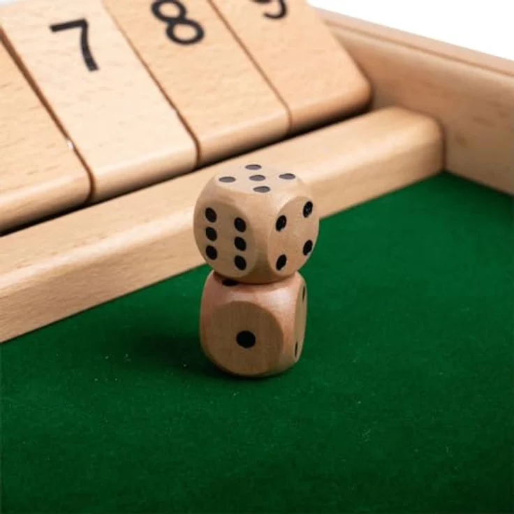 Bigjigs Toys Shut-The-Box-Würfelspiel, Brettspiel aus hochwertigen Materialien, 3 Teile, 270mm x 195mm, für Kinder ab 3 Jahren – Bild 2