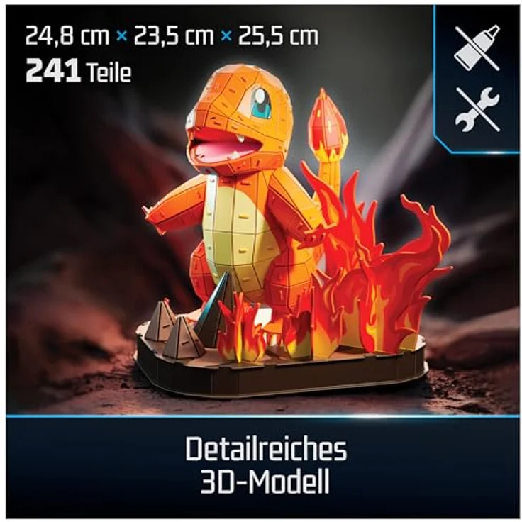 Spin Master 4D Build 3D-Puzzle – Salameche Pokémon, 241 Teile, 26 cm, für ab 12 Jahre – Bild 2