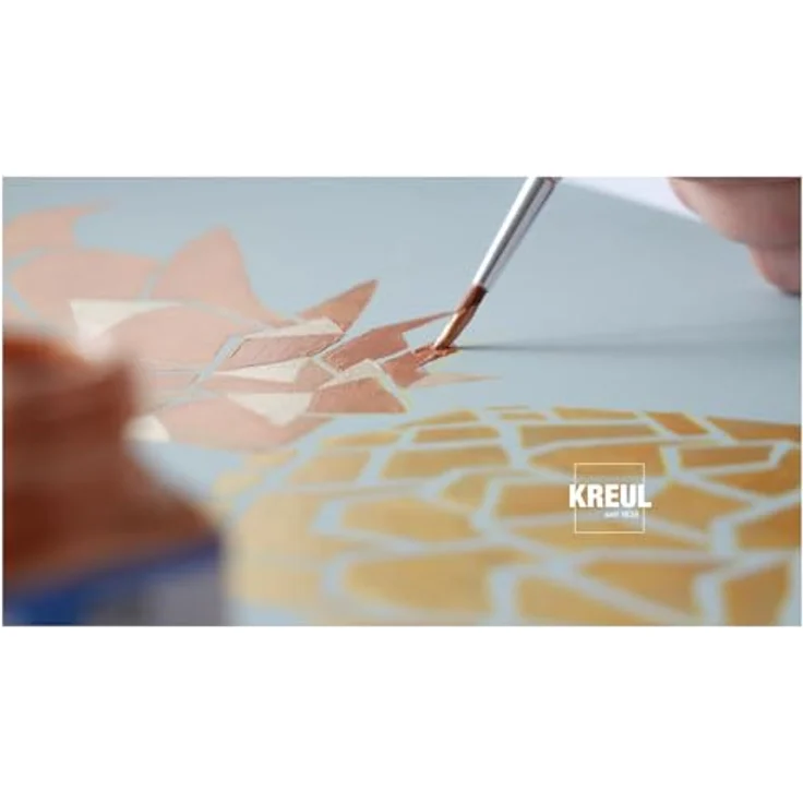 KREUL 77601 Acryl Metallicfarben Set, 6 x 20 ml, cremig deckende, schnelltrocknende und wasserfeste Metallfarbe auf Wasserbasis mit Pinsel, glamouröser Diamantglanz – Bild 5