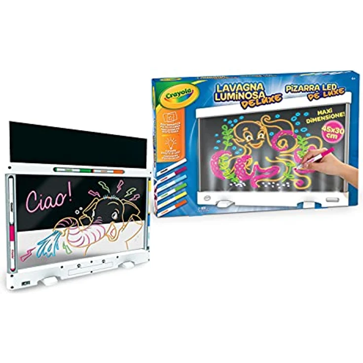 Crayola Deluxe Led-tafel Mit Filzstiften, Spielzeug Zeichenbrett Kinder, Led Zeichenbrett Mit 3 Lichteffekten, Radierbare Zaubertafel Zum Malen, Schreiben Und Zeichnen, Spielzeug Ab 6 Jahren – Bild 4