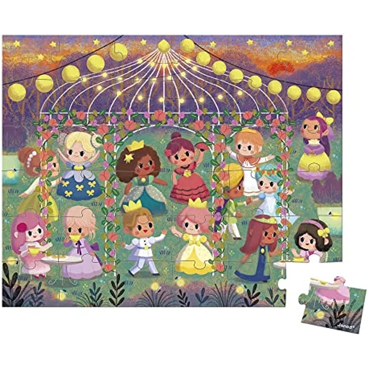 Janod Puzzle 36 pièces : Princesses, Papp-Puzzle für Kinder mit 36 Teilen, 50 x 40 cm, ab 4 Jahren, französische Qualität – Bild 2