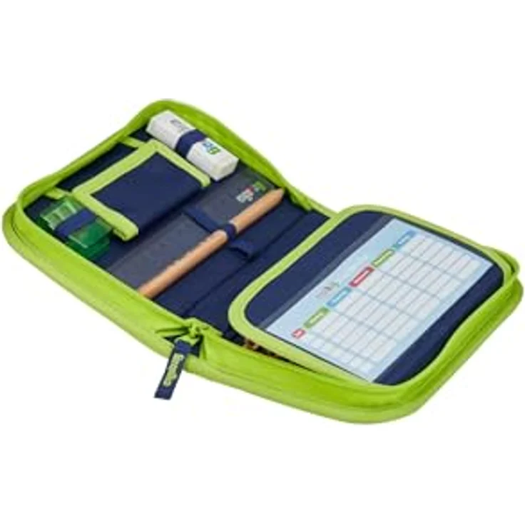 ergobag Federmäppchen Set 22-teilig, Lyra Buntstifte, Stundenplan-Fach, Kleingeld Fach, Lineal SpitzenreitBär - Dunkelblau – Bild 3