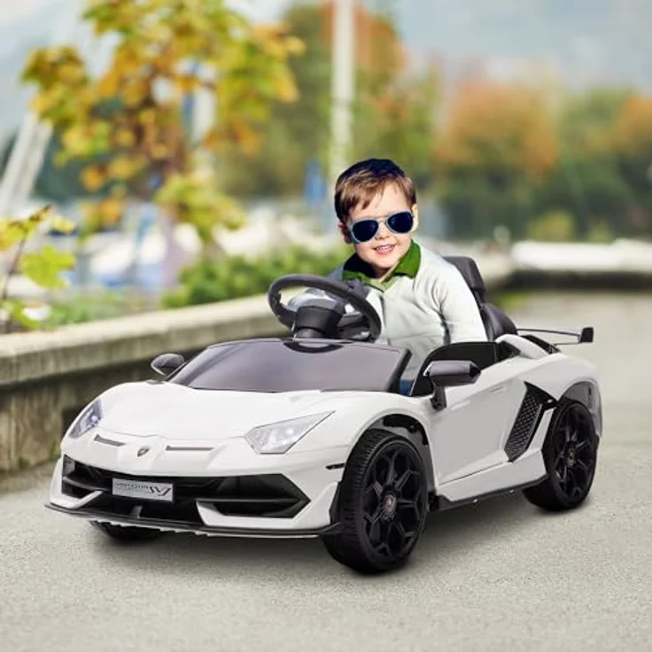 HOMCOM Elektro-Kinderauto Elektroauto mit MP3-Player, Leistungsanzeige, bis 30 kg, für 3-5 Jahre, 3-5 km/h, Weiß – Bild 2