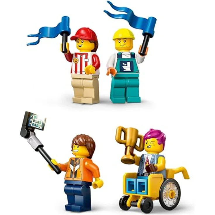 LEGO City 60460 Keine Limits: Seifenkistenrennen mit Rampe Bausatz, inklusive 2 Seifenkisten (Hotdog und Toilette) und 4 Minifiguren, Mehrfarbig – Bild 7