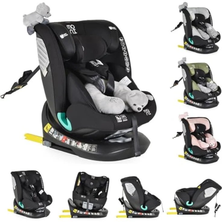 Moni Kindersitz Serengeti i-Size, Reboarder für Kinder 40-150 cm, drehbar, Isofix, ECE R129 Norm, ab Geburt bis 12 Jahre, Bezug waschbar – Bild 1