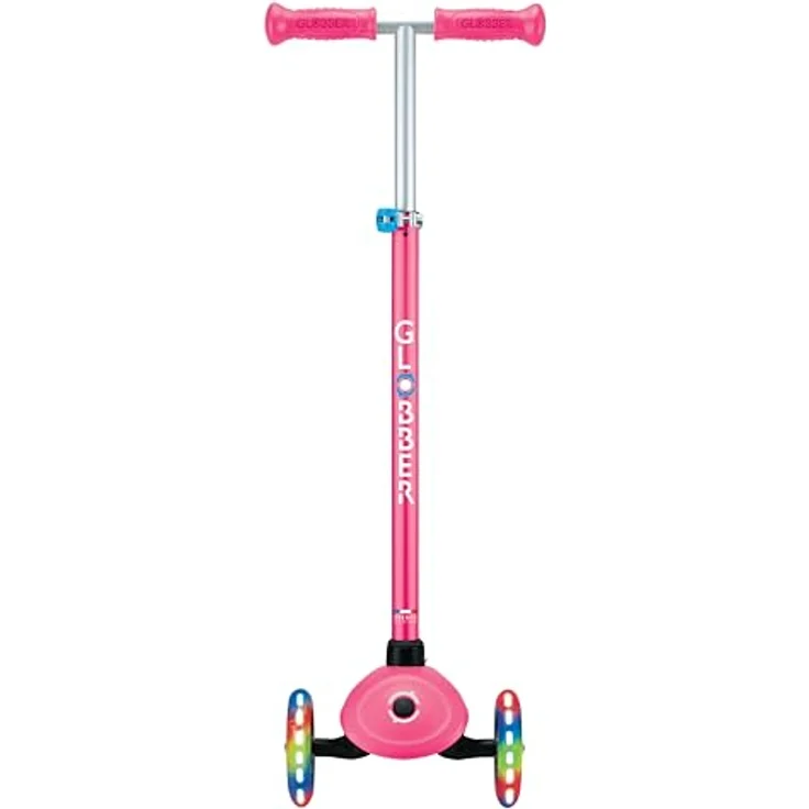 GLOBBER PRIMO PLUS LIGHTS – Tretroller für Kinder, 3-rädrig, höhenverstellbar, LED-Leuchtrollen, pink, ABEC 9 Kugellager – Bild 4