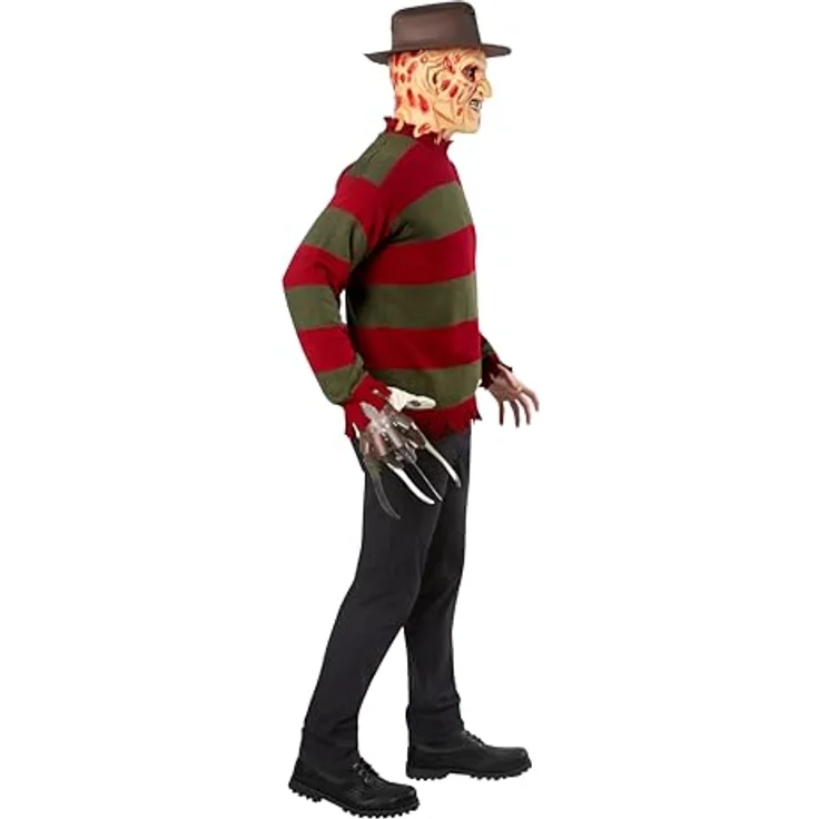 Rubies Freddy Krüger Pullover Halloween Kostüm, rot-grün gestreift, XL, authentische Ausführung mit ausgefransten Ärmeln – Bild 3