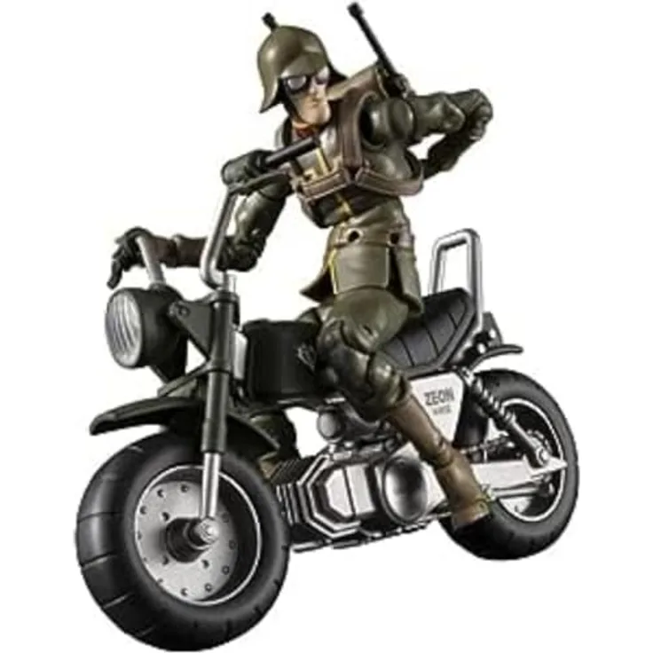 Megahouse Mobile Suit Gundam Fürstentum Zeon Soldat General Figur mit Motorrad, 10 cm, Silber