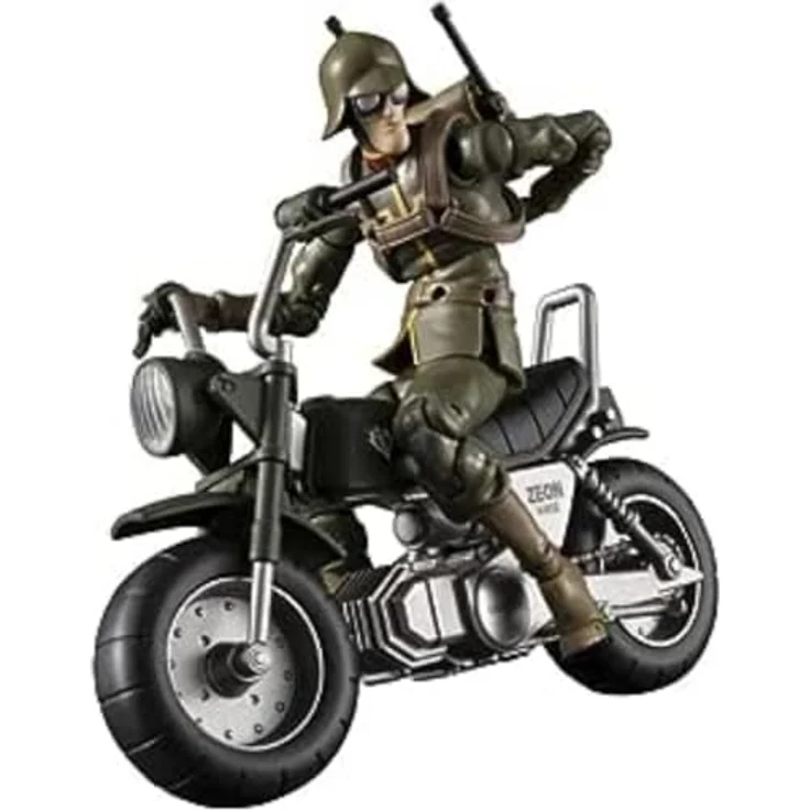 Megahouse Mobile Suit Gundam Fürstentum Zeon Soldat General Figur mit Motorrad, 10 cm, Silber – Bild 1